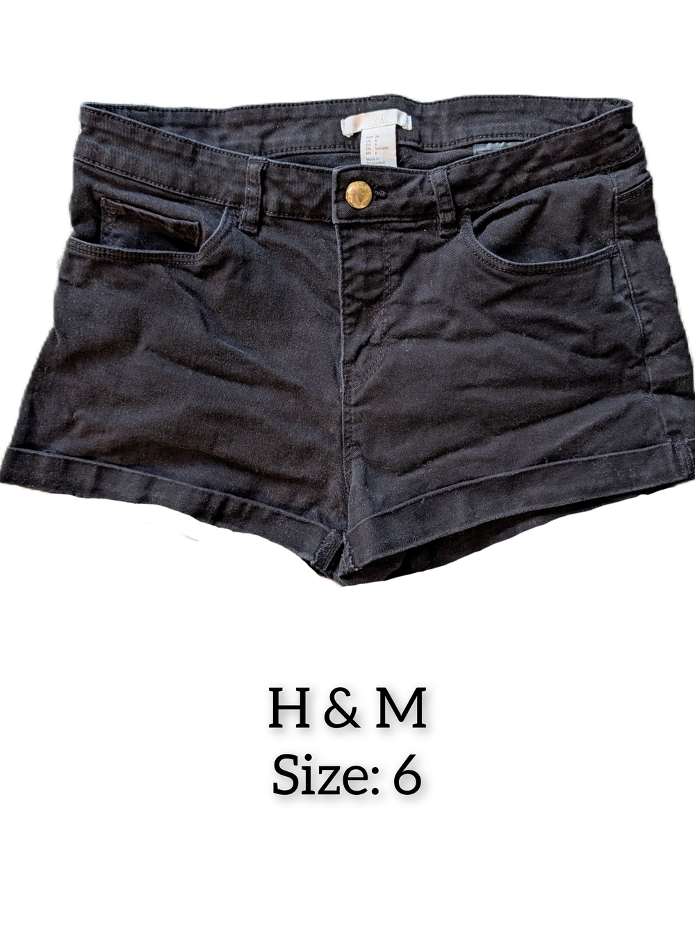 H&M Black Women's Denim Shorts - Size 6